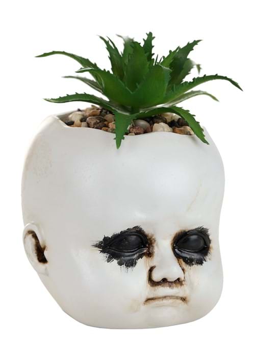 Distressed Doll Head Succulent Plant Holder Decoration - US 9646