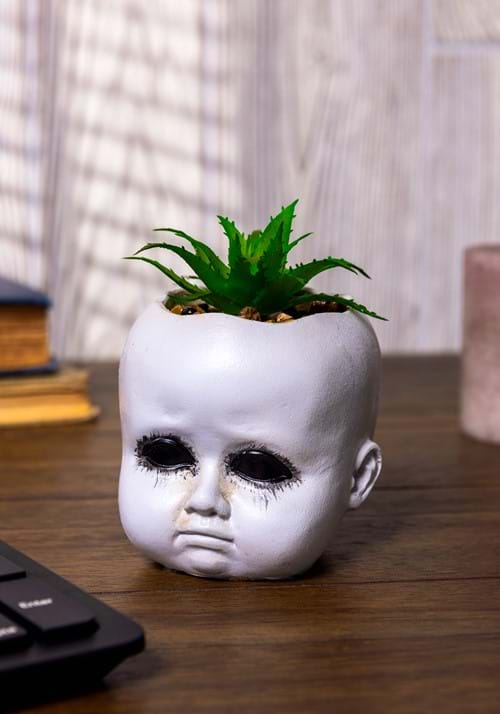 Distressed Doll Head Succulent Plant Holder Decoration - US 9646