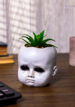 Distressed Doll Head Succulent Plant Holder Decoration - US 9646