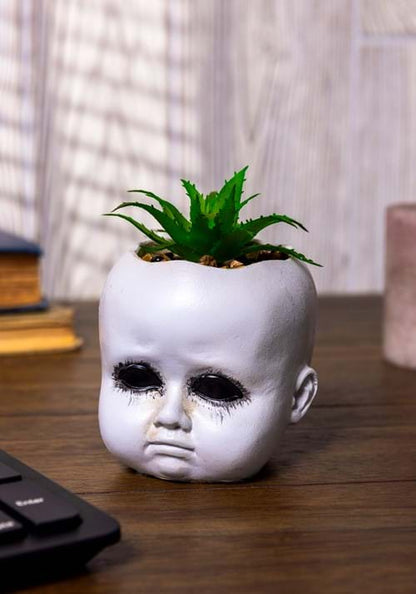 Distressed Doll Head Succulent Plant Holder Decoration - US 9646