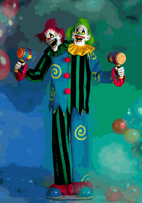 7.5FT Double Trouble Demon Clown Animated Halloween Decoration - US 9803