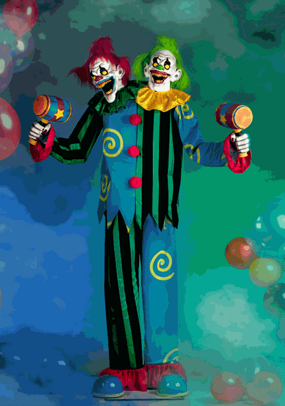 7.5FT Double Trouble Demon Clown Animated Halloween Decoration - US 9803