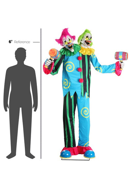 7.5FT Double Trouble Demon Clown Animated Halloween Decoration - US 9803