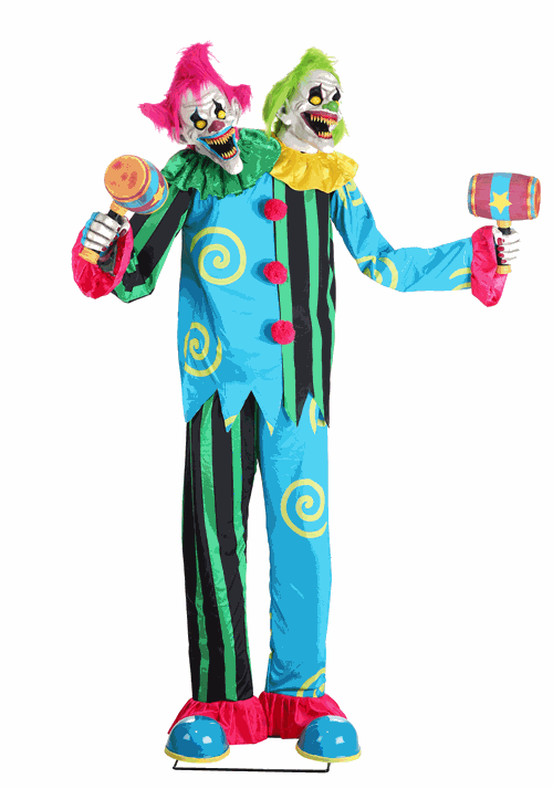 7.5FT Double Trouble Demon Clown Animated Halloween Decoration - US 9803