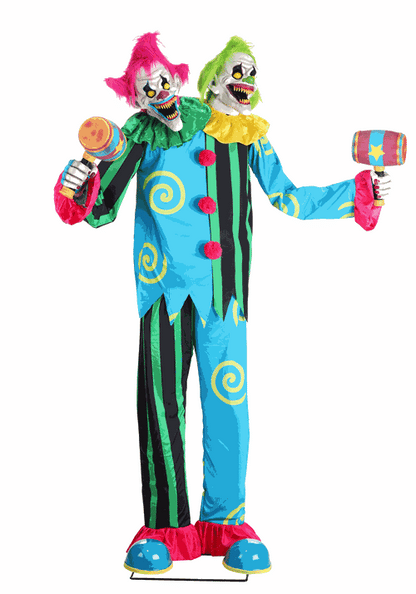 7.5FT Double Trouble Demon Clown Animated Halloween Decoration - US 9803