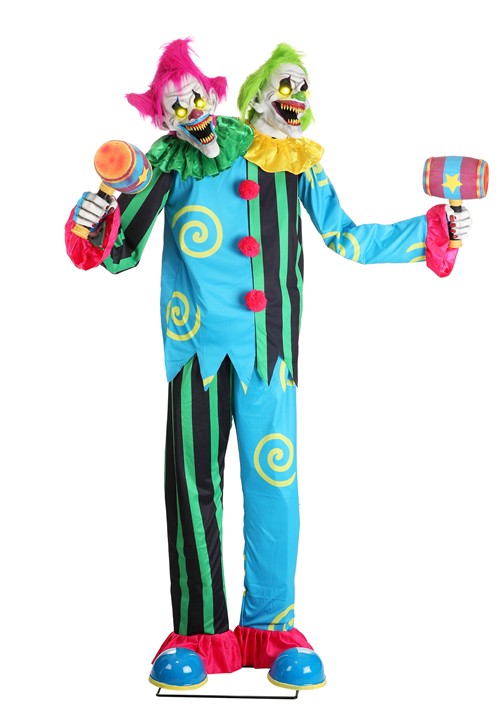 7.5FT Double Trouble Demon Clown Animated Halloween Decoration - US 9803