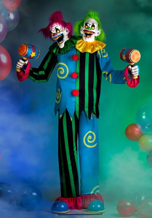 7.5FT Double Trouble Demon Clown Animated Halloween Decoration - US 9803