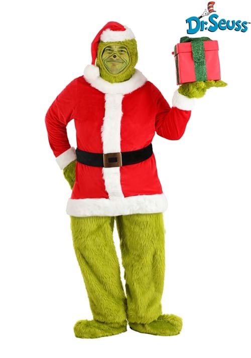 Men's Plus Size Dr. Seuss Grinch Santa Open Face Costume - US 3459