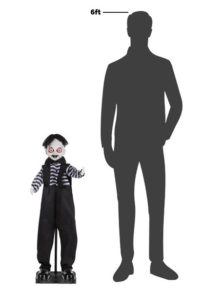 3.25FT Emile the Button-Eye Boy Animatronic Decoration - Scream Saver - US 6887
