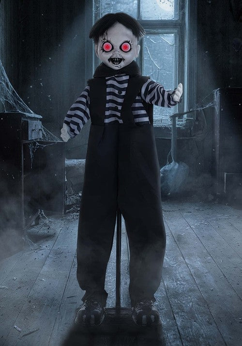 3.25FT Emile the Button-Eye Boy Animatronic Decoration - Scream Saver - US 6887