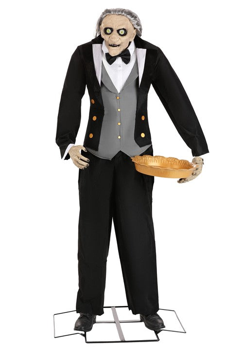 5.6FT Animatronic Evil Greeter Butler Halloween Decoration - US 6074