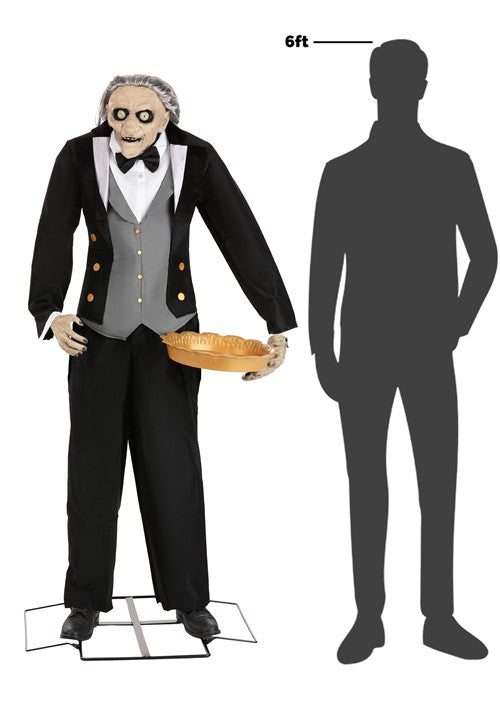 5.6FT Animatronic Evil Greeter Butler Halloween Decoration - US 6074