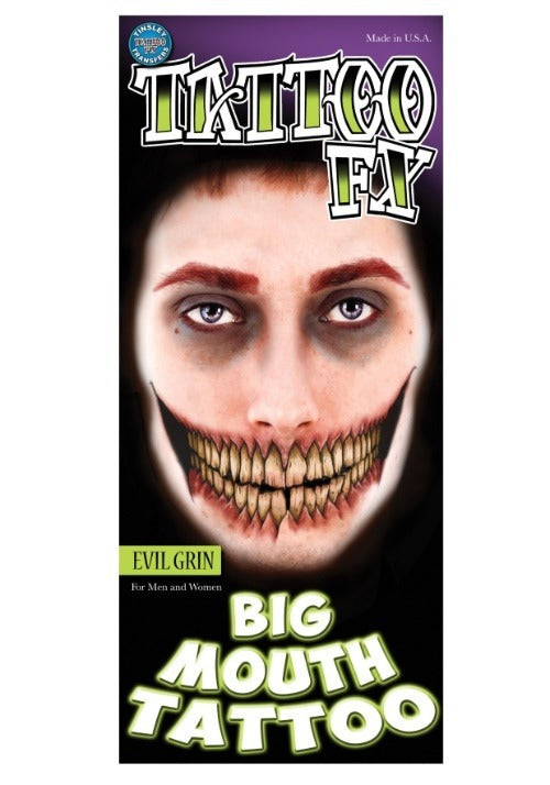 Big Mouth Evil Grin Temporary Tattoo Kit - US 7049