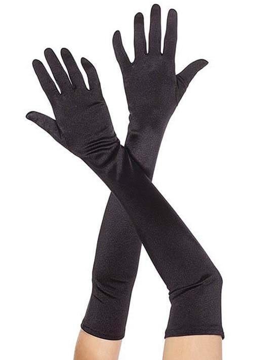 Extra Long Black Satin Gloves for Women - US 5716