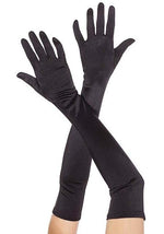 Extra Long Black Satin Gloves for Women - US 5716