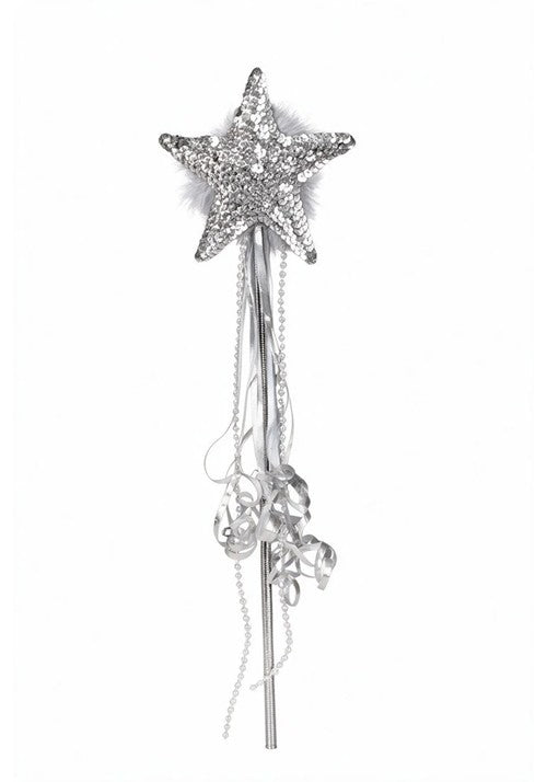 15-Inch Fairy's Silver Sequin Accessory Wand - US 7278
