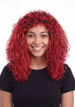 Adult Fancy Red Black Curly Costume Wig - US 3759