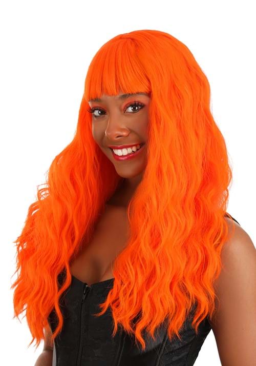 Fiery Orange Long Wavy Wig for Women - US 3419