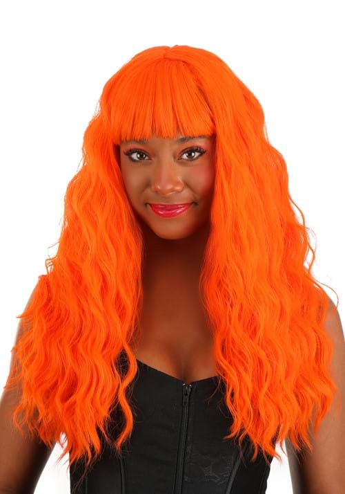 Fiery Orange Long Wavy Wig for Women - US 3419
