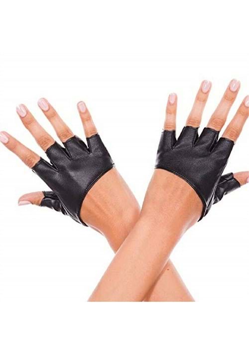 Fingerless Black Cropped Gloves for Women - US 0531