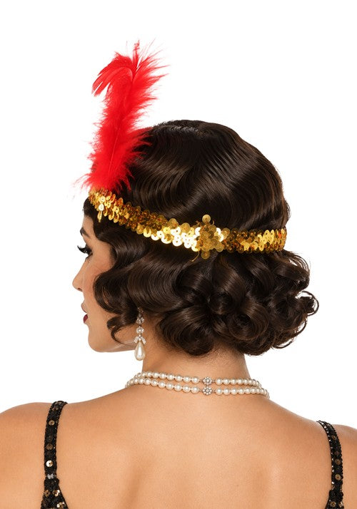 Women's Flapper Gold Sequined Headband Accessory - US 9532