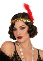 Women's Flapper Gold Sequined Headband Accessory - US 9532