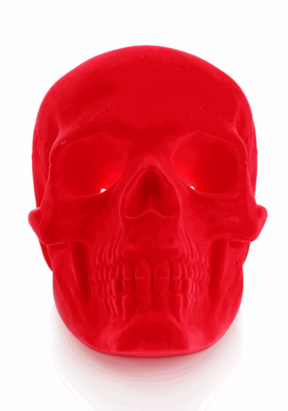 7-Inch Light Up Flocked Velvet Skull Halloween Decoration - US 7245