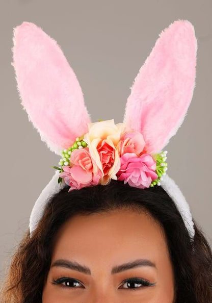 Floral Bunny Ears Costume Headband Accessory - US 0615