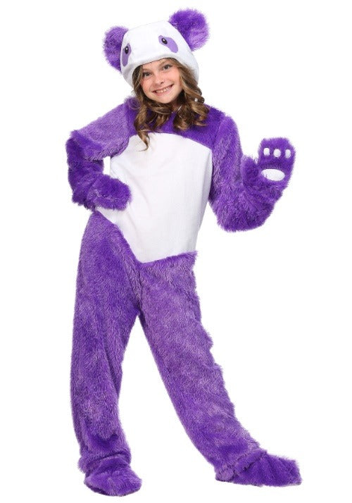 Furry Purple Panda Girls Costume - US 7981