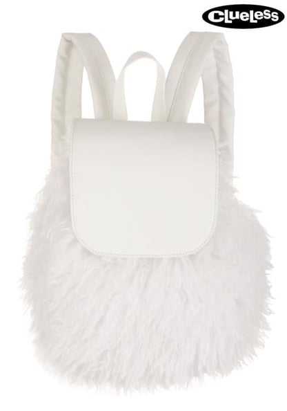 Clueless White Fuzzy Costume Backpack - US 5397