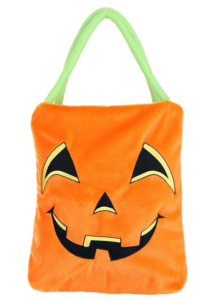 Trick-or-Treat Fuzzy Pumpkin Bag - US 4473