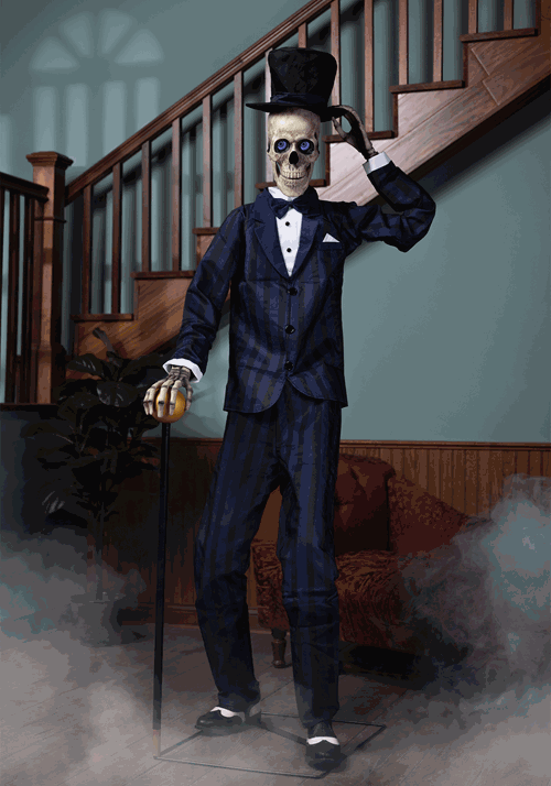 6FT Gentleman Skeleton Animatronic Halloween Decoration - US 8460