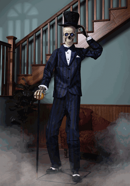 6FT Gentleman Skeleton Animatronic Halloween Decoration - US 8460