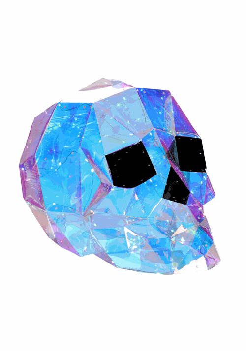 12-Inch Geometric Iridescent Skull Decoration - US 1271