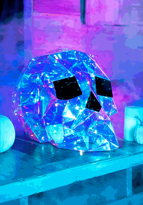 12-Inch Geometric Iridescent Skull Decoration - US 1271