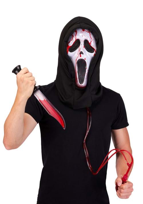 Adult Ghost Face Bleeding Mask with Knife Costume Kit - US 1610
