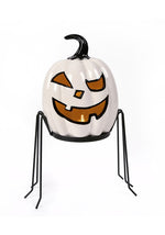 15-Inch Ghost Pumpkin with Metal Holder Decoration - US 5245