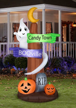 8FT Ghost Wrapped Sign Post Inflatable Decoration - US 4554