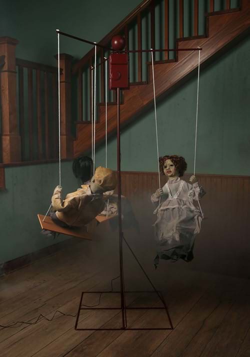 6FT Animated Ghostly Go Round with 3 Dolls Halloween Decoration - US 7156