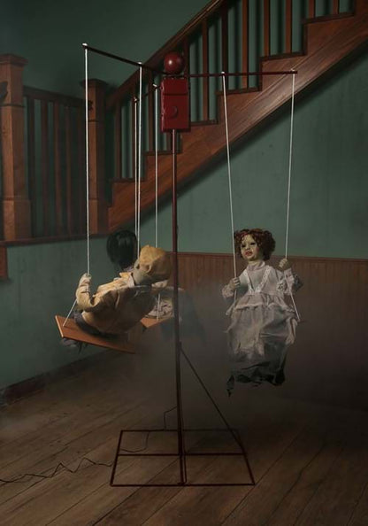 6FT Animated Ghostly Go Round with 3 Dolls Halloween Decoration - US 7156
