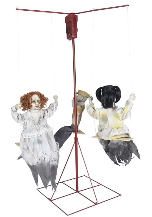 6FT Animated Ghostly Go Round with 3 Dolls Halloween Decoration - US 7156