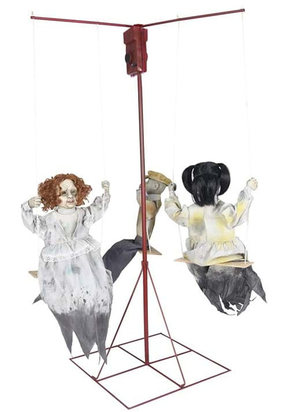 6FT Animated Ghostly Go Round with 3 Dolls Halloween Decoration - US 7156