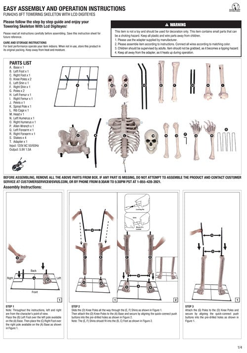 8FT Animated Giant Skeleton Decoration - US 7199
