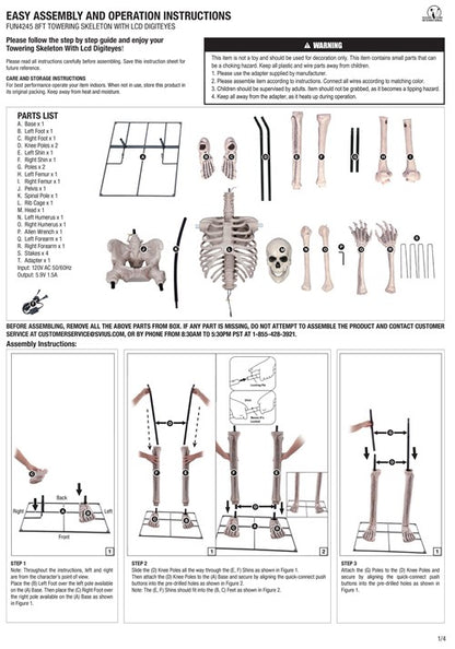 8FT Animated Giant Skeleton Decoration - US 7199