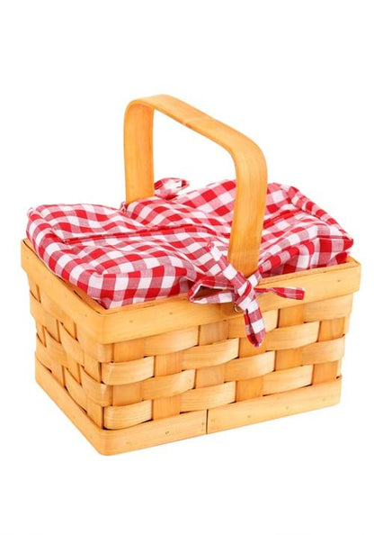 Gingham Wicker Basket Handbag Prop - US 4267