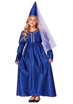 Girl's Blue Medieval Princess Costume Dress - US 7422