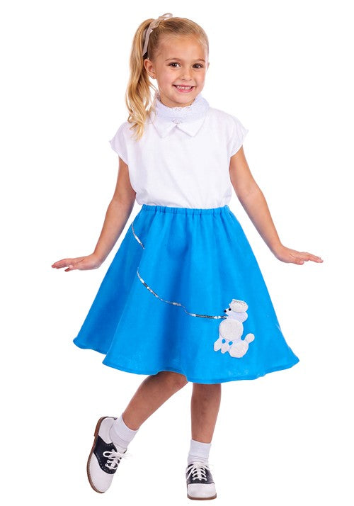 Girl's Blue Poodle Skirt with Shirt Costume - US 3221