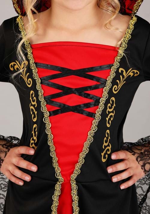 Girl's Black and Red Vampire Costume Dress - US 5464