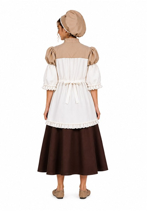 Girl's Colonial Peasant Girl Brown Costume Dress - US 6130