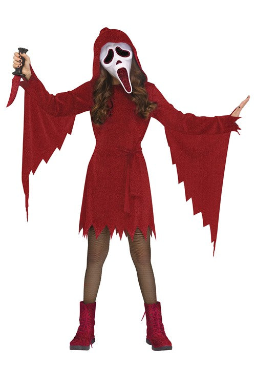 Girl's Crimson Sparkle Ghost Face Costume - US 8213